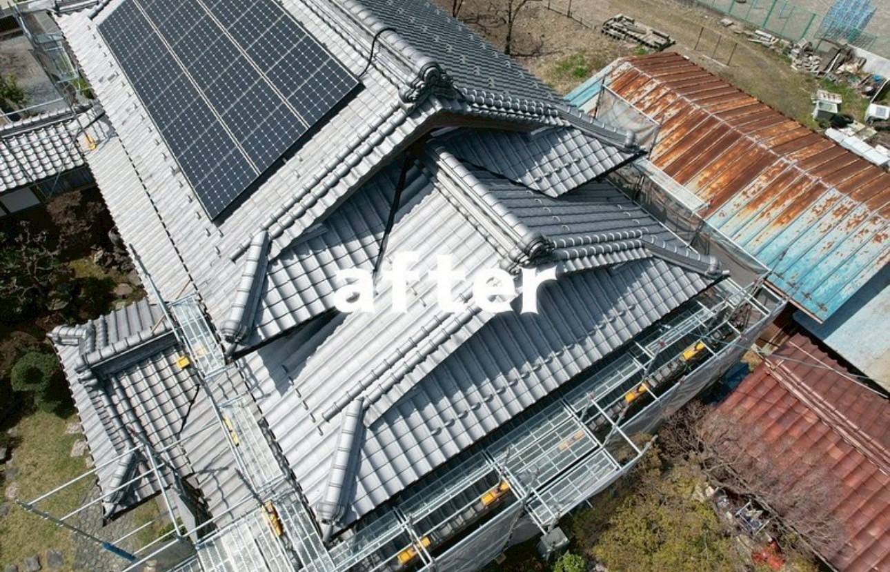愛知県安城市にて雨漏り修理・屋根修理〈瓦屋根の葺き替え工事〉